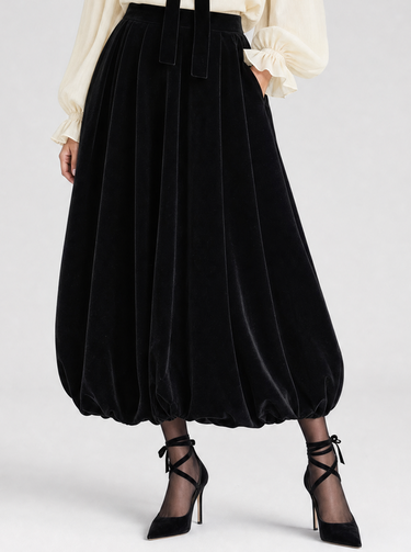 חצאית בלון קטיפה BLACK