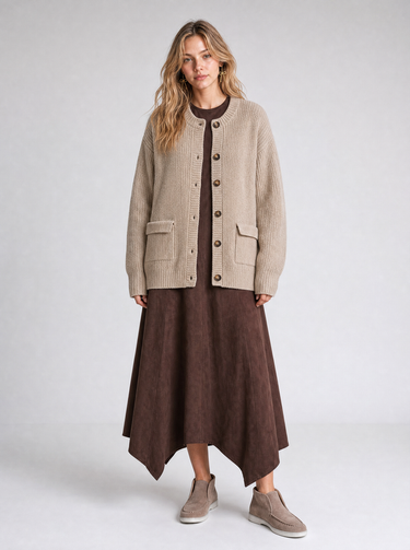 סרפן אסימטרי זמש BROWN