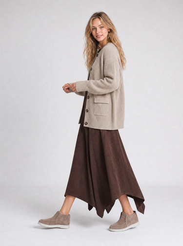 סרפן אסימטרי זמש BROWN