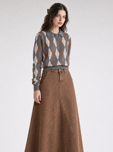 סריג פולו מעויינים BROWN