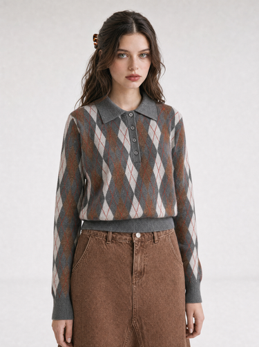 סריג פולו מעויינים BROWN