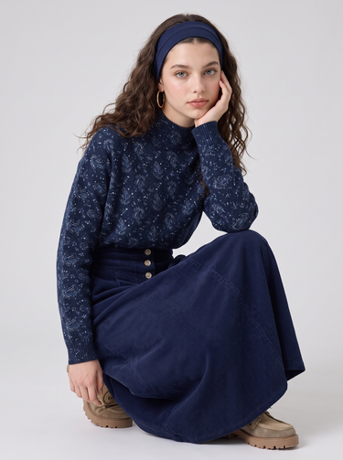 גולף סריג עם פרינט NAVY