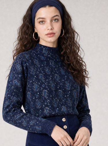 גולף סריג עם פרינט NAVY