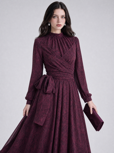 שמלת מעטפת אלגנטית BURGUNDY
