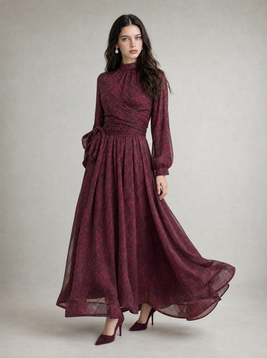שמלת מעטפת אלגנטית BURGUNDY