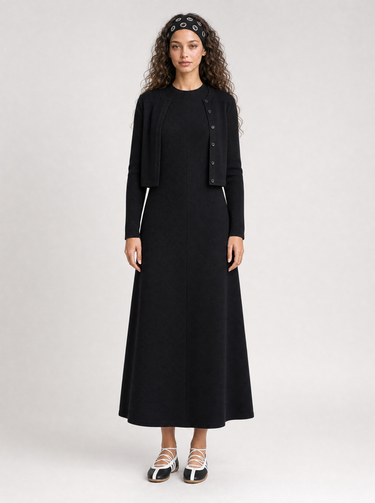 קרדיגן ריב כפתורים BLACK