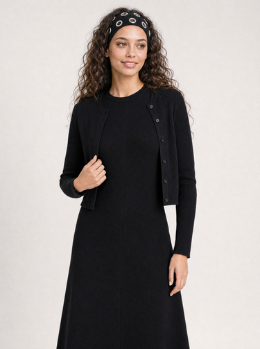 קרדיגן ריב כפתורים BLACK