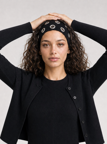 קרדיגן ריב כפתורים BLACK