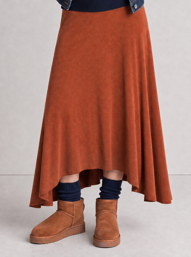 חצאית בייסיק אסימטרית BROWN