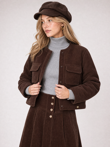 גקט קורדרוי BROWN