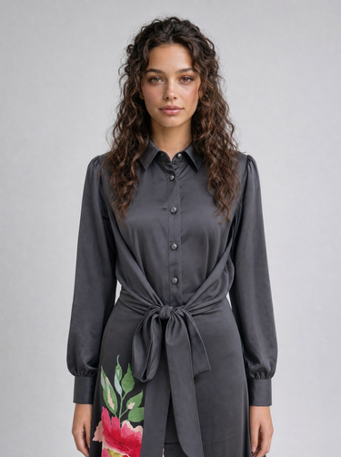 שמלה אלגנטית עם קשירה BLACK