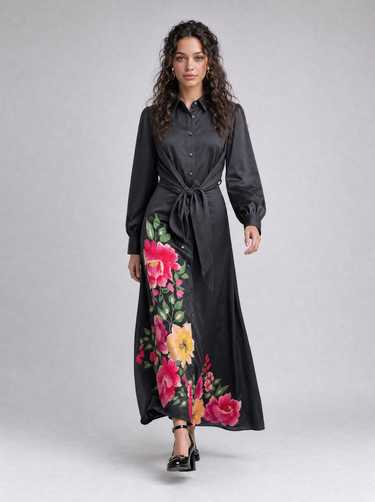 שמלה אלגנטית עם קשירה BLACK