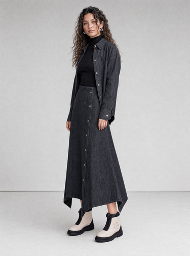 חולצה מכופתרת טנסל גינס BLACK DENIM