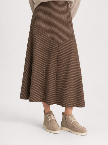 חצאית פסים עם חלקים BROWN