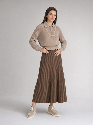 סריג עם חצי רוכסן BEIGE