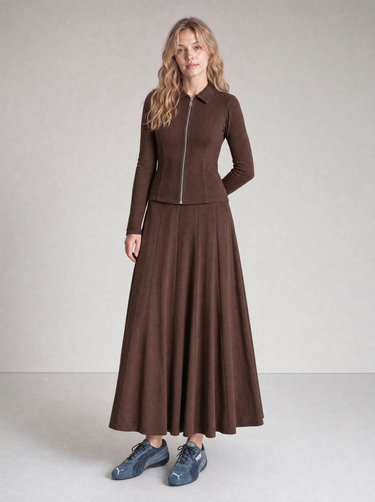 חצאית בייסיק חלקים BROWN