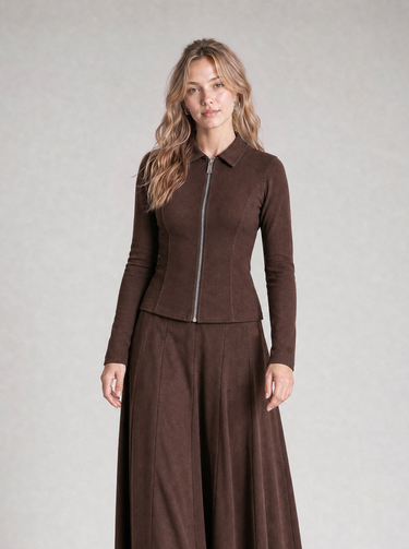 חצאית בייסיק חלקים BROWN