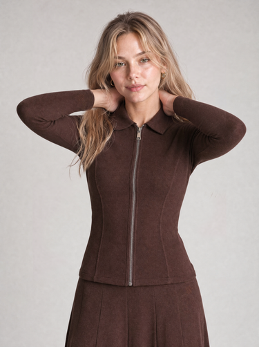 טופ בייסיק עם רוכסן BROWN
