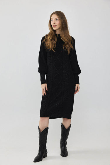 שמלת סריג פצפצים BLACK