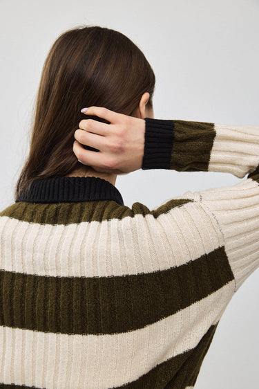 סריג פולו פסים OLIVE