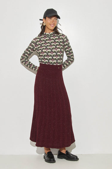 חצאית סריג פצפצים BURGUNDY