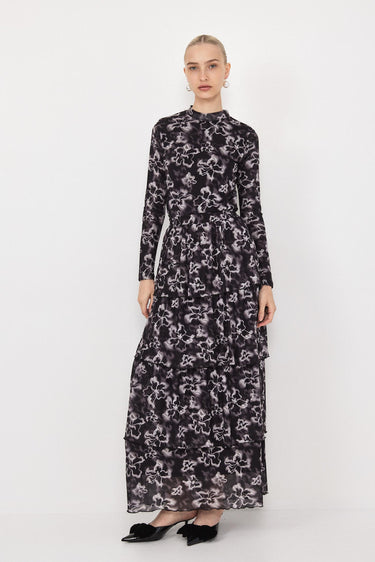 חצאית רשת מדוגמת קומות