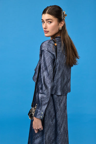 טופ קרופ מעטפת סאטן ג'ינס